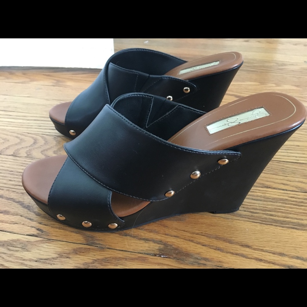 Jessica Simpson Black Wedge Heels